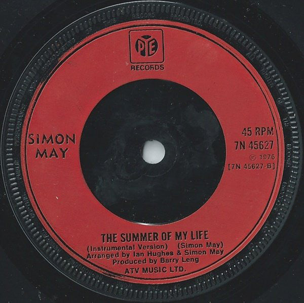 Simon May : The Summer Of My Life (7", Single, Inj)