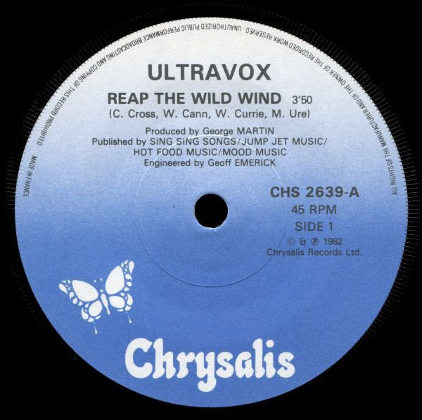 Ultravox : Reap The Wild Wind (7", Single, Blu)