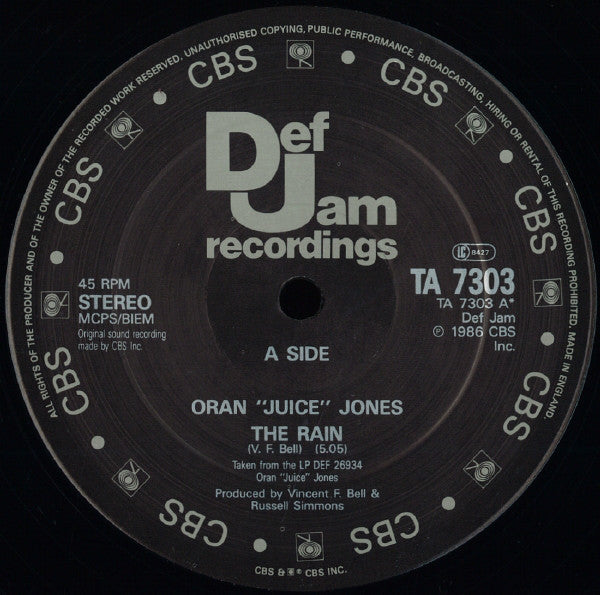 Oran 'Juice' Jones : The Rain (12", Single, Pic)