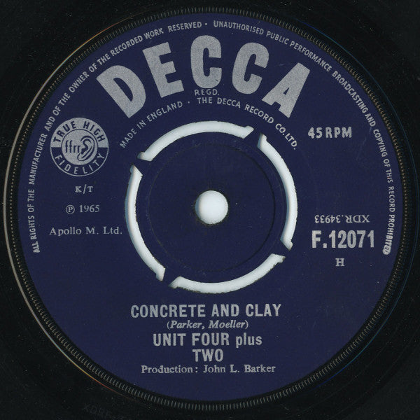 Unit Four Plus Two : Concrete And Clay (7", Single)
