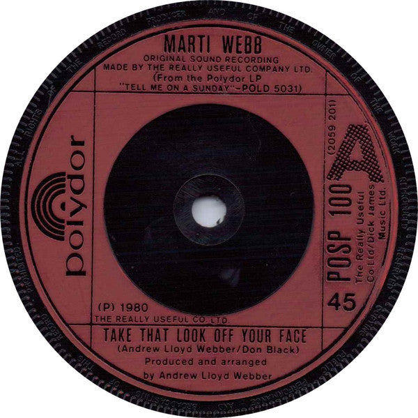 Marti Webb : Take That Look Off Your Face (7", Single, Red)