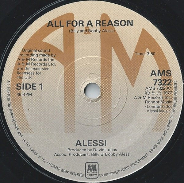 Alessi : All For A Reason (7")