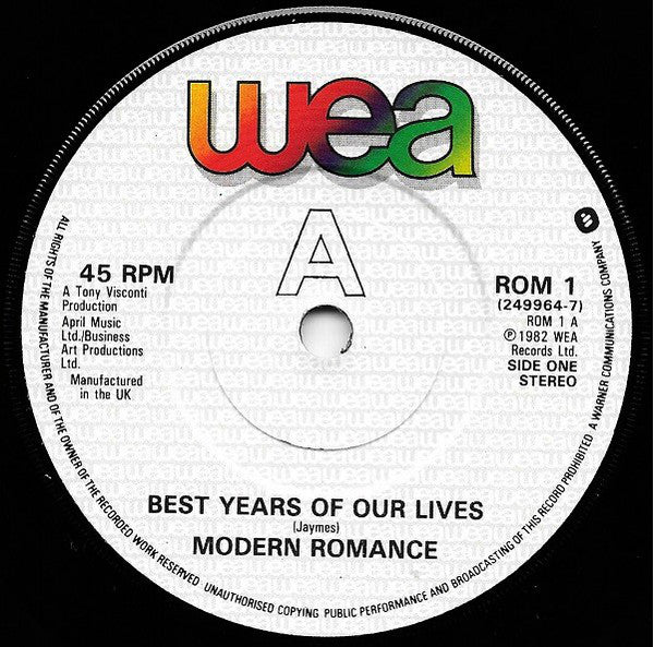Modern Romance : Best Years Of Our Lives (7", Single)