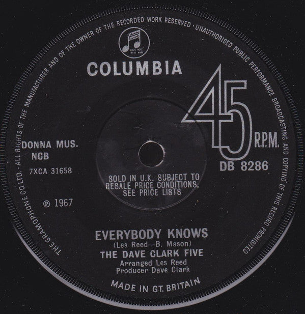 The Dave Clark Five : Everybody Knows  (7", Single, Sol)