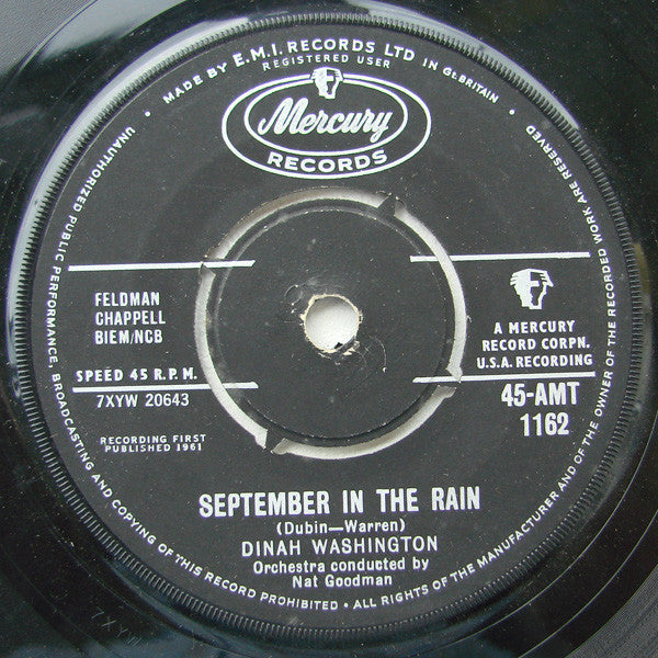 Dinah Washington : September In The Rain (7", Single)