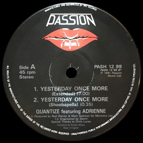 Quantize Featuring Adrienne Loehry : Yesterday Once More (12")