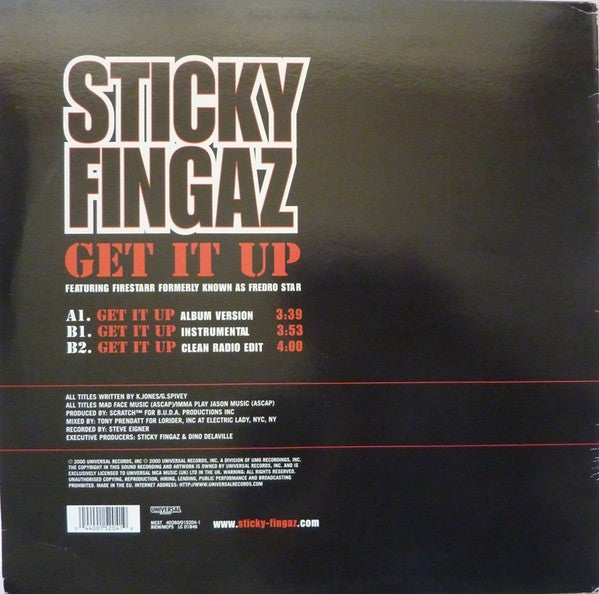 Sticky Fingaz Featuring Firestarr Formerly Known As Fredro Starr : Get It Up (12", Single)