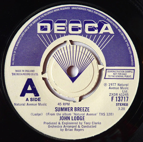John Lodge : Summer Breeze (7", Promo)