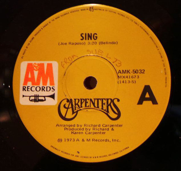 Carpenters : Sing (7", Single)