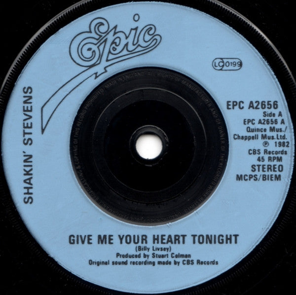 Shakin' Stevens : Give Me Your Heart Tonight (7", Single, Com)
