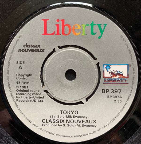 Classix Nouveaux : Tokyo (7", Single)