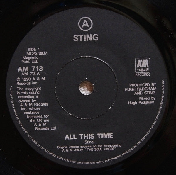 Sting : All This Time (7", Single, Pap)
