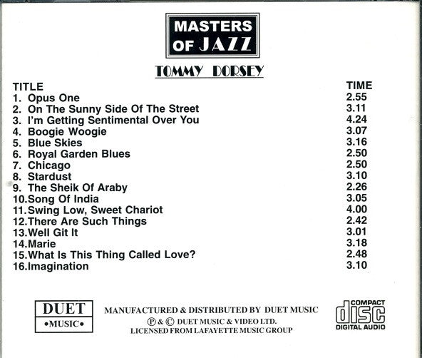 Tommy Dorsey : Masters Of Jazz (CD, Album, Comp)