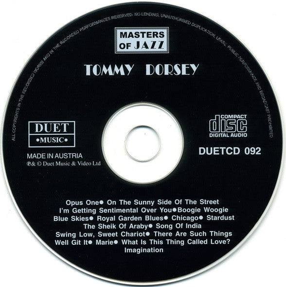 Tommy Dorsey : Masters Of Jazz (CD, Album, Comp)