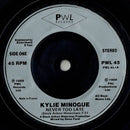 Kylie Minogue : Never Too Late (7", Single, Sil)