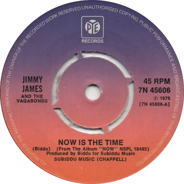 Jimmy James & The Vagabonds : Now Is The Time (7", Single, Pus)