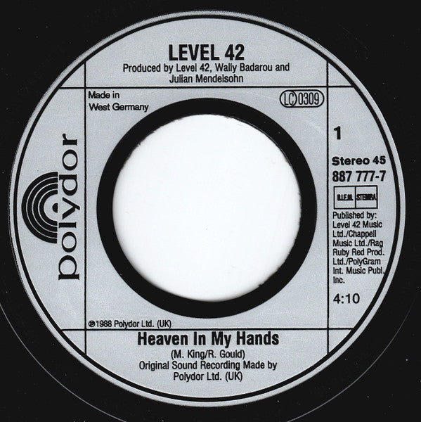Level 42 : Heaven In My Hands (7", Single)