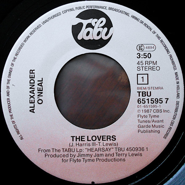 Alexander O'Neal : The Lovers (7", Single)