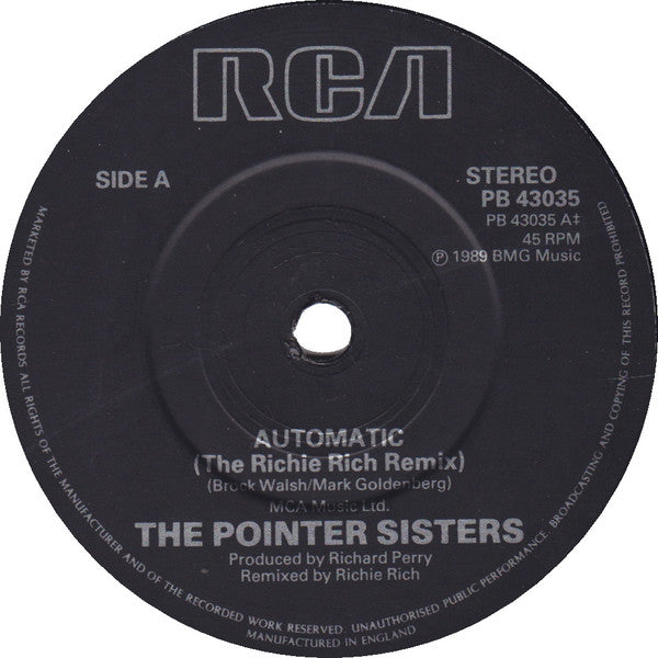 Pointer Sisters : Automatic (The Richie Rich Remiix) (7")