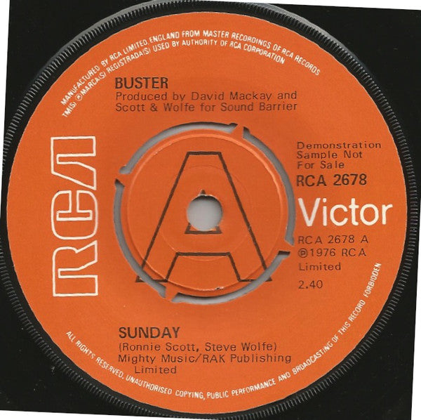 Buster (2) : Sunday (7", Single, Promo)