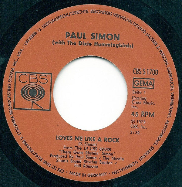 Paul Simon With The Dixie Hummingbirds : Loves Me Like A Rock (7")