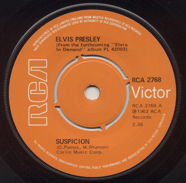Elvis Presley : Suspicion (7", Single, 4-P)