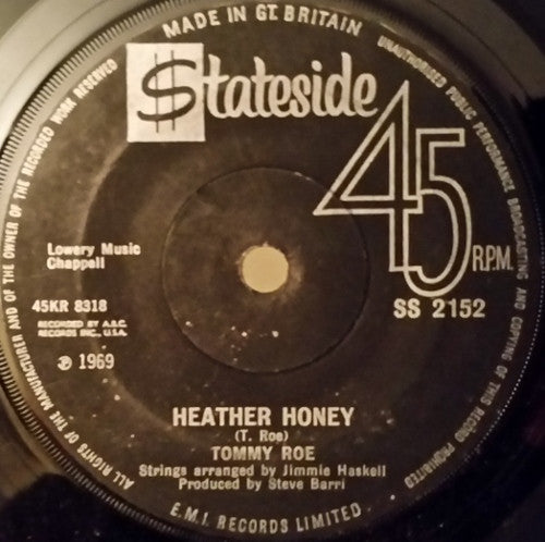Tommy Roe : Heather Honey / Money Is My Pay (7")