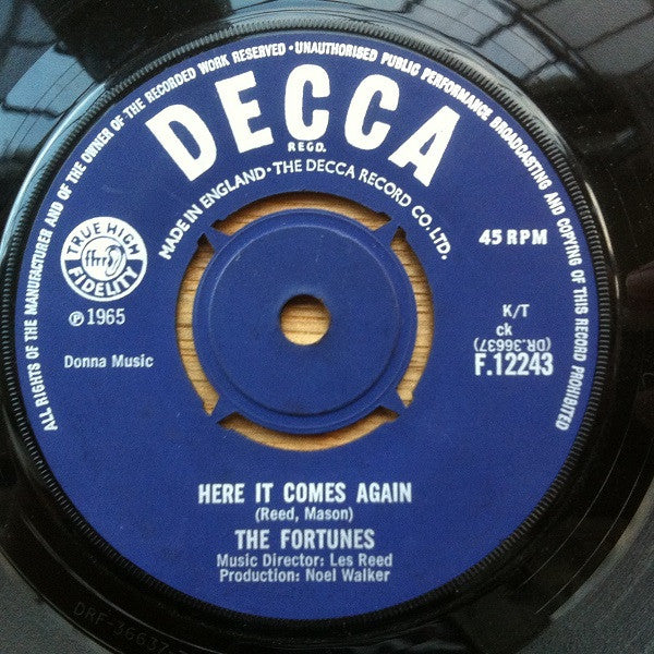The Fortunes : Here It Comes Again (7", Single)