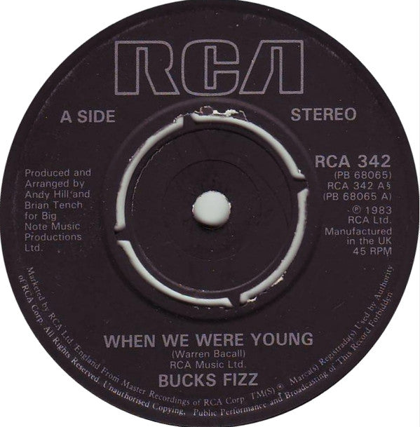 Bucks Fizz : When We Were Young (7", Single, 4 P)