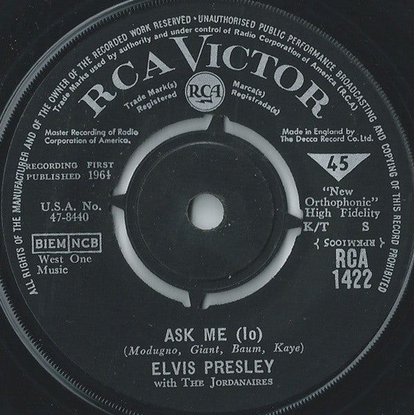 Elvis Presley : Ain't That Loving You Baby (7", Single, 4-P)