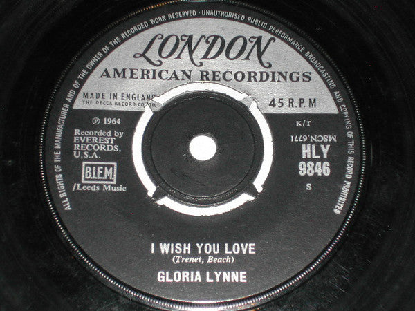 Gloria Lynne : I Wish You Love / Through A Long And Sleepless Night (7")