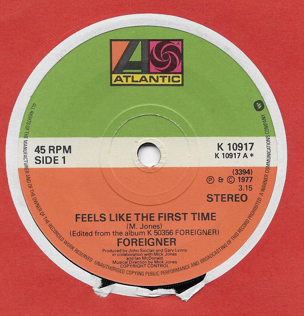 Foreigner : Feels Like The First Time (7", Single)