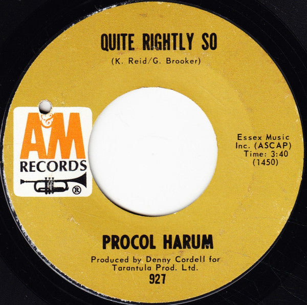Procol Harum : In The Wee Small Hours Of Sixpence / Quite Rightly So (7")