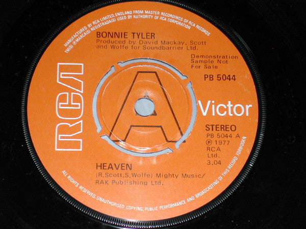 Bonnie Tyler : Heaven / Here's Monday (7", Single, Promo)