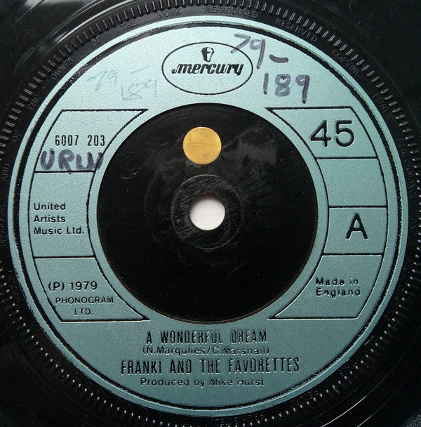 Franki And The Favorettes : A Wonderful Dream (7", Single)