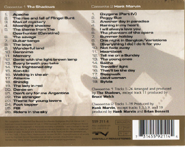 Hank Marvin / The Shadows : The Very Best Of Hank Marvin & The Shadows The First 40 Years (2xCass, Comp)