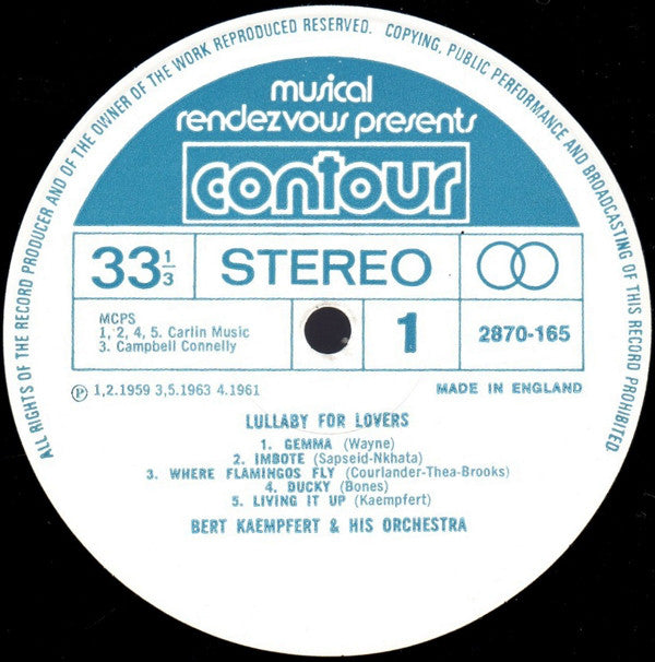 Bert Kaempfert & His Orchestra : Lullaby For Lovers (LP, Comp)