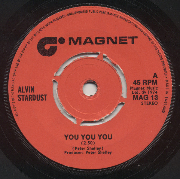 Alvin Stardust : You You You (7", Single, Pus)