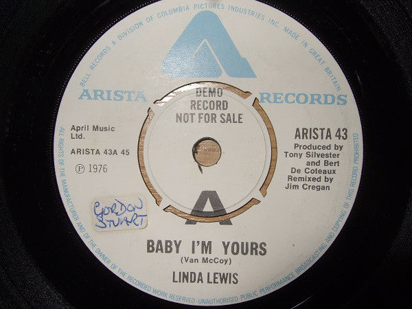 Linda Lewis : Baby I'm Yours / The Other Side (7", Promo)