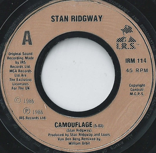 Stan Ridgway : Camouflage (7", Single, Bro)