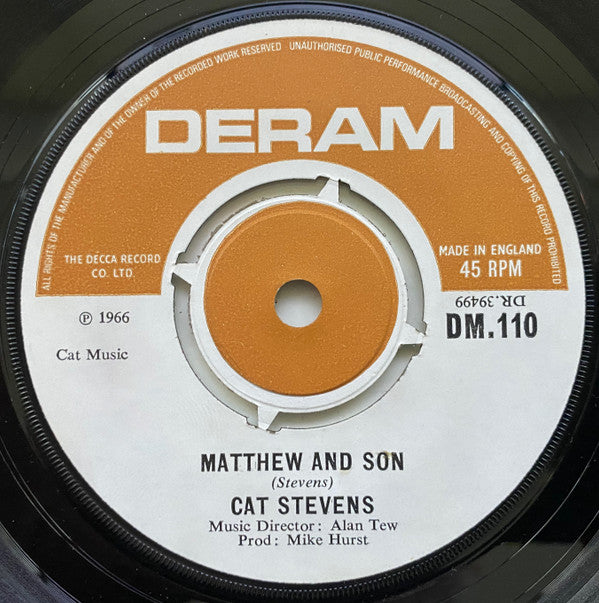 Cat Stevens : Matthew And Son (7", Single, Mono)
