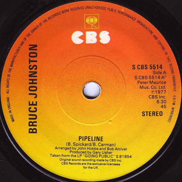 Bruce Johnston : Pipeline (7", Single)
