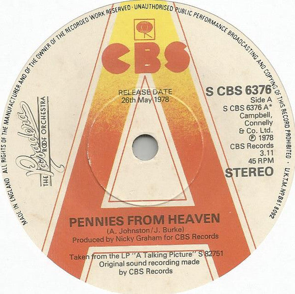 The Pasadena Roof Orchestra : Pennies from heaven (7", Promo)