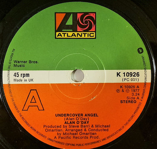 Alan O'Day : Undercover Angel (7", Sol)
