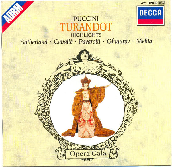 Giacomo Puccini, Joan Sutherland, Luciano Pavarotti, Montserrat Caballé, Zubin Mehta : Turandot - Highlights (CD, Album, RE)