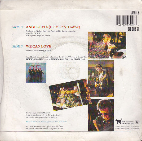 Wet Wet Wet : Angel Eyes (Home And Away) (7", Single, Sil)