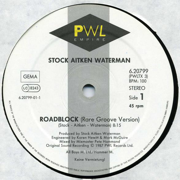 Stock, Aitken & Waterman : Roadblock (Rare Groove Remix) (12")
