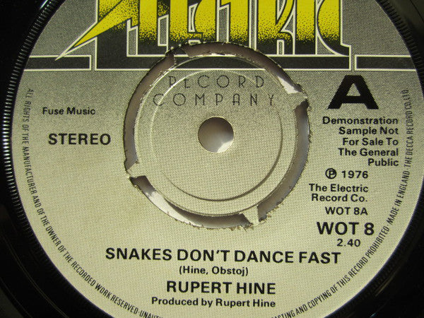 Rupert Hine : Snakes Don't Dance Fast (7", Single, Promo)
