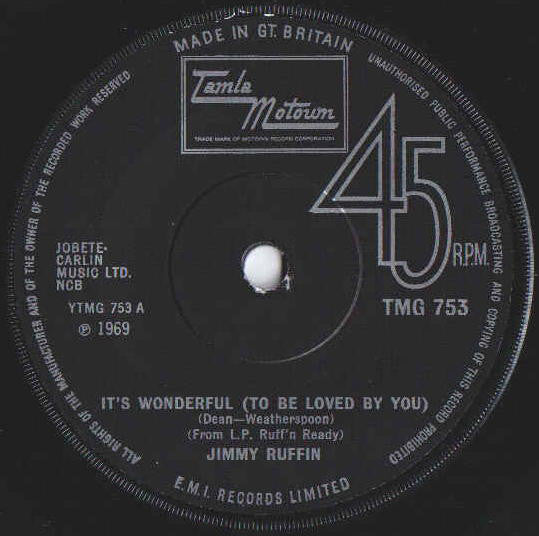 Jimmy Ruffin : It's Wonderful (To Be Loved By You) (7", Single, Sol)