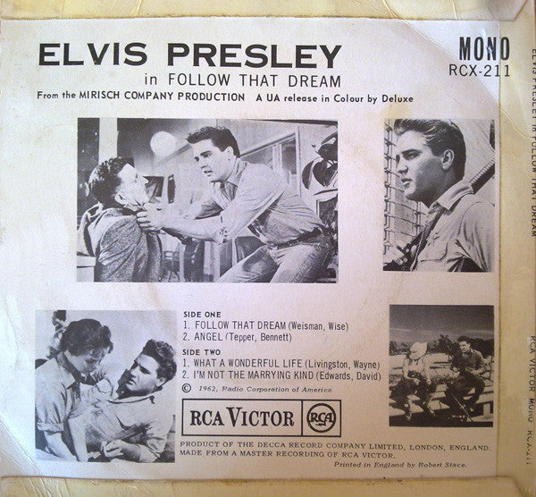 Elvis Presley : Follow That Dream (7", EP, Mono, RE)